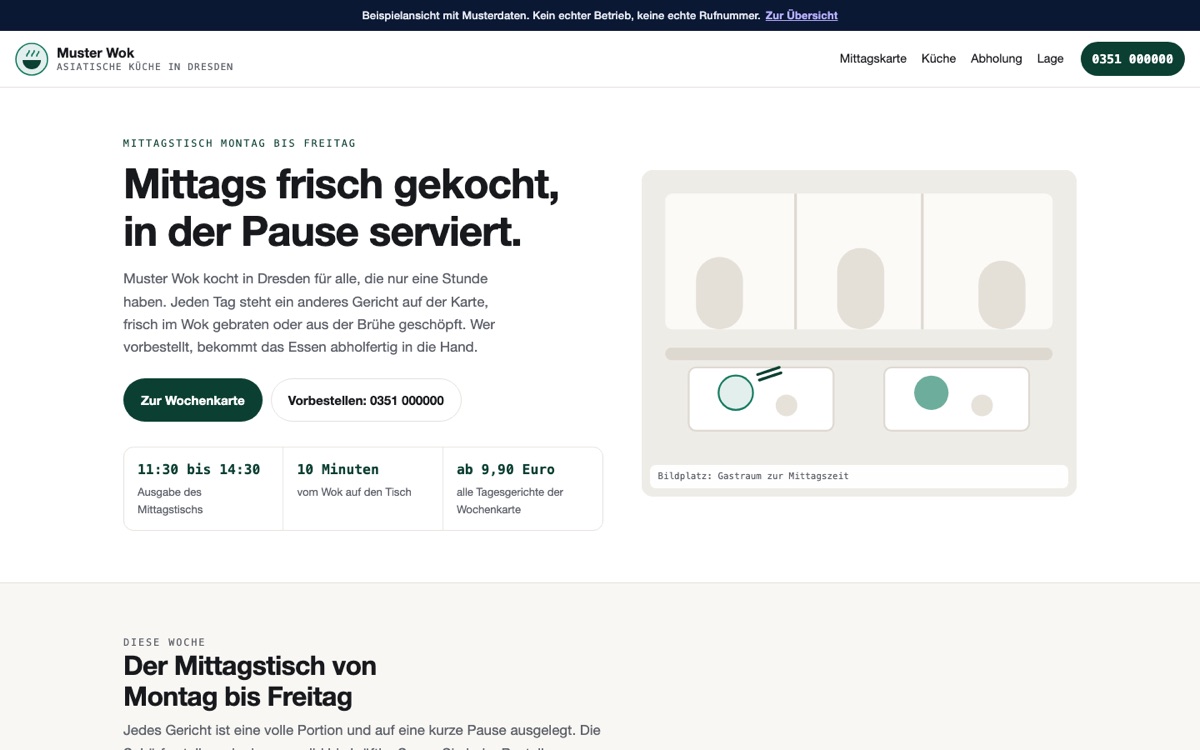 Rechneransicht des Entwurfs 03 Mittagstisch