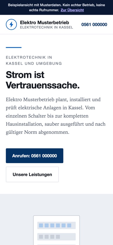 Handyansicht des Entwurfs 01 Meisterbetrieb