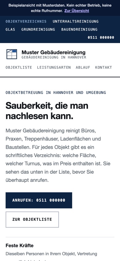 Handyansicht des Entwurfs 01 Objektliste