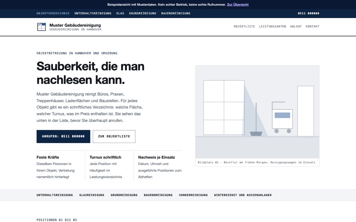 Rechneransicht des Entwurfs 01 Objektliste